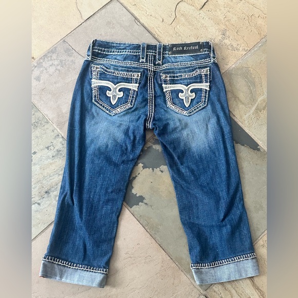 Rock Revival Dark Wash Capri Jeans Western Y2K Embroidered Denim Women’s 27 - Picture 3 of 6